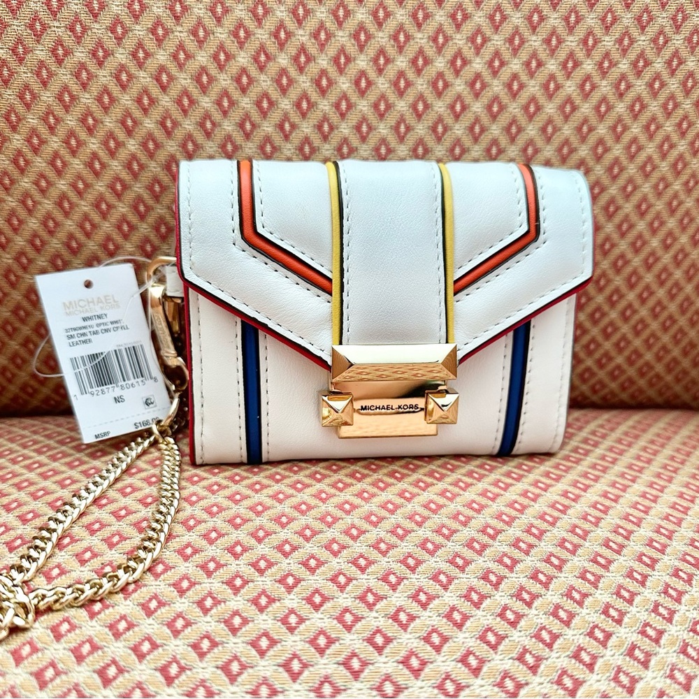 Michael Kors Whitney Small Chain White leather wallet